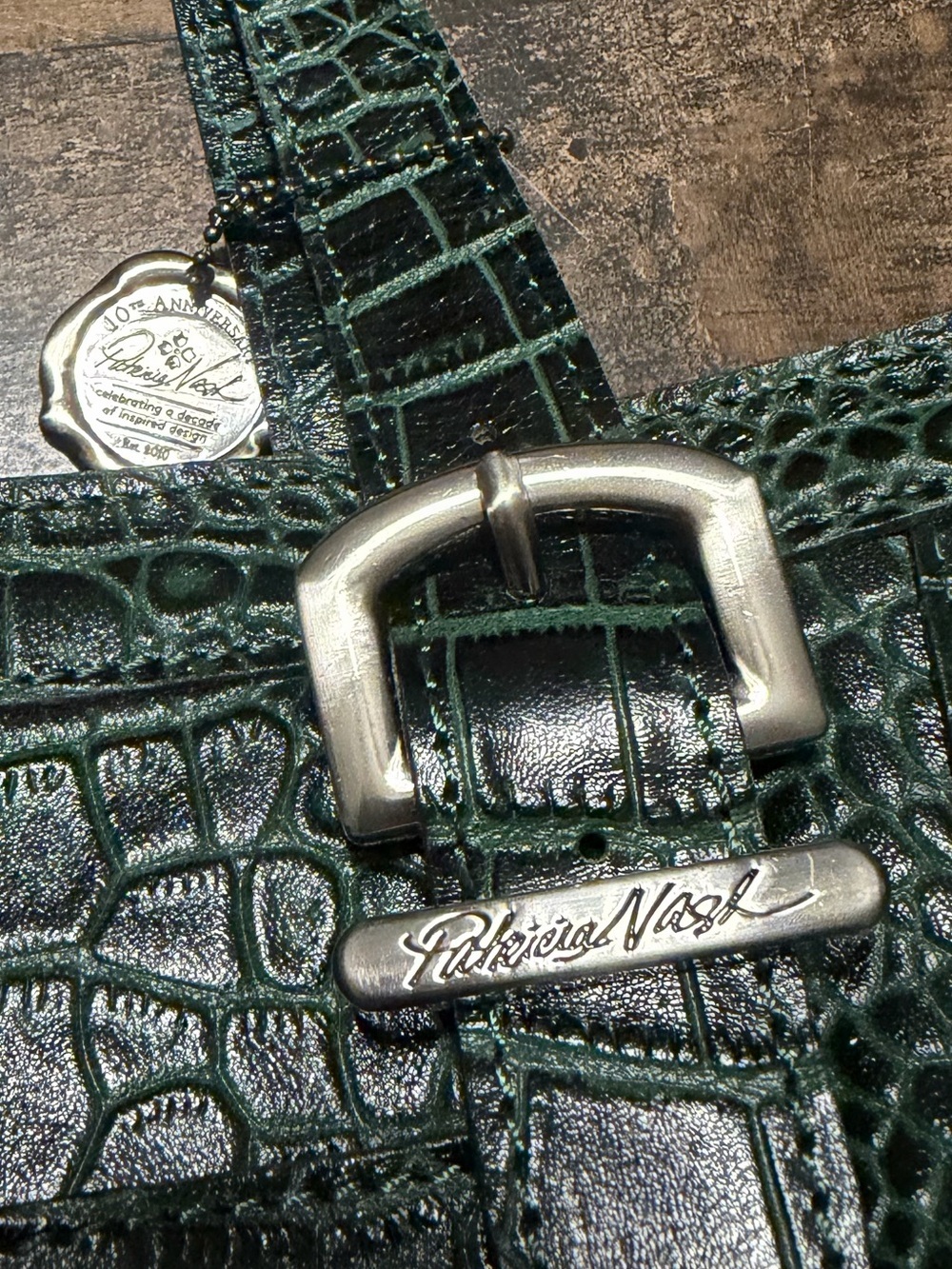 Patricia Nash Emerald Green Croc Embossed Helmsley Satchel - Picture 9 of 11
